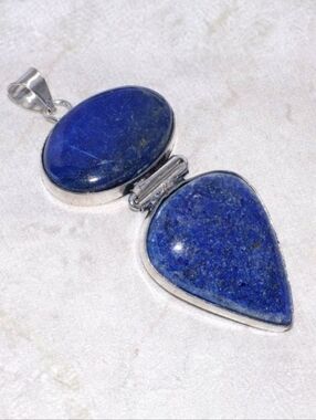 Lapis Lazuli Gemstone 925 Sterling Silver Handmade Pendant Necklace W